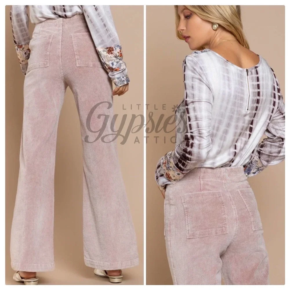 POL Vintage Wash Pink Cords Flare Jeans - Picture 4 of 12